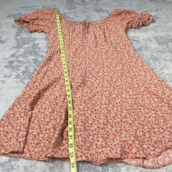 New Look Ditsy Floral Mini Dress Peach ASO Sweet Magnolias Sz 8 - Picture 11 of 15